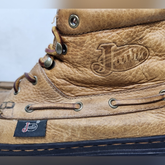 Women's Justin Lite Brown Lace Up Leather Western Chukka Boots L0995 Size 7.5 M - Picture 6 of 9